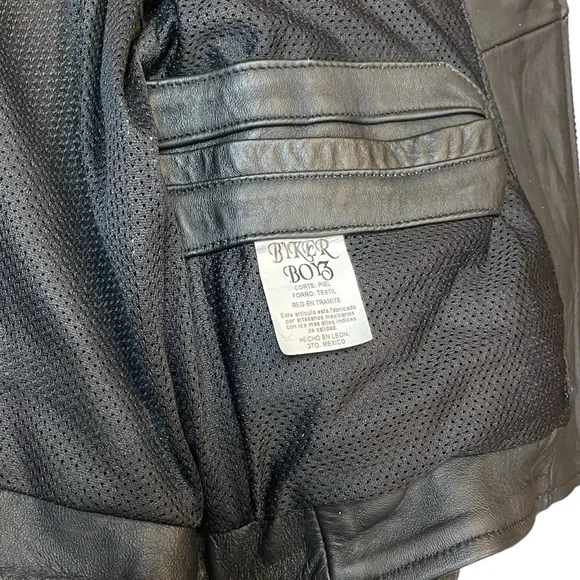 Byker Boyz Motorcycle Vintage Black Racing Leather Jacket Sz S
